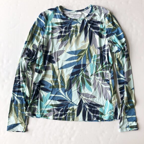 HANG TEN Rashguard Mint Leaf UV Protection Long Sleeve Swim Shirt Womens Small - Picture 2 of 7
